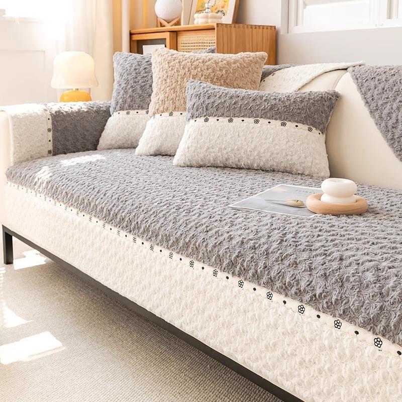 

Плюшевая подушка для дивана, зимняя утолщенная нескользящая подушка, кремовый стиль, нецарапающийся чехол для дивана, чехол, высококачественная ткань 70*70cm