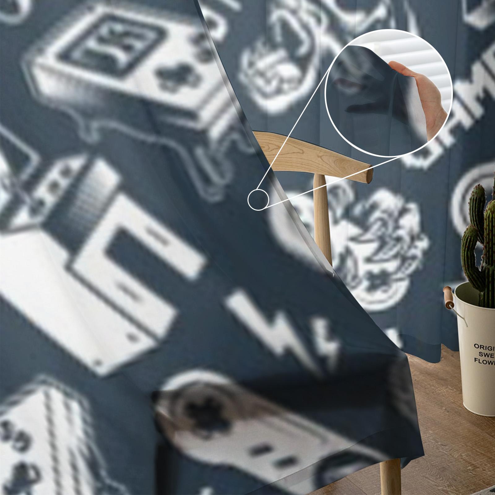 Винтажная монохромная видеоигра Электронные игры Прозрачные шторы для гостиной Тюлевая — фото 5