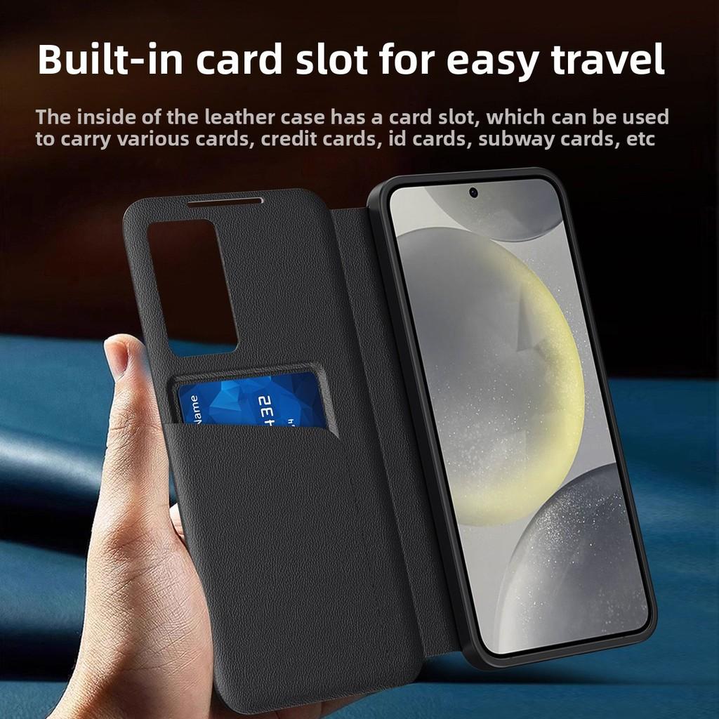 Smart View Window Leather Phone Case With Card Slot For Samsung Galaxy 5g S25