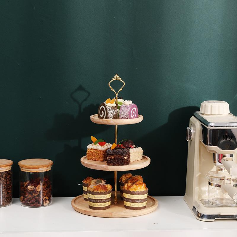 Ozdoby na stół deserowy z litego drewna stojak na ciasto stojak wystawowy talerz na owoce taca na przekąski wielowarstwowy talerz na owoce drewniana półka
