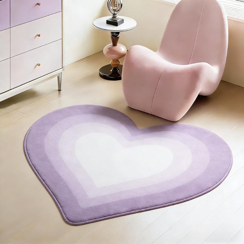 Heart Shape Living Room Decoration Carpet Thick Plush Lounge Floor Mat Fluffy Soft Cloakroom Rug Gradient Color Rugs for Bedroom