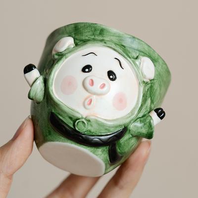 Ceramiczne filiżanki do espresso w kształcie kreskówkowego świnki, ręcznie dekorowane filiżanki do herbaty, kubek do kawy, zabawna świnka, porcelanowa filiżanka do herbaty