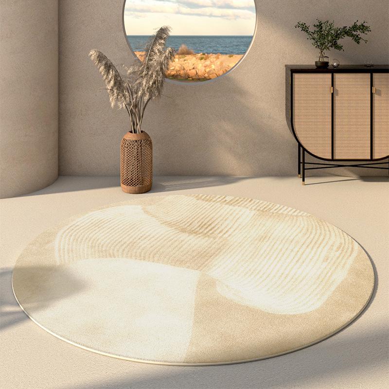 Round Faux Cashmere Wabi-Sabi Rug for Living Room, Bedroom, or Office