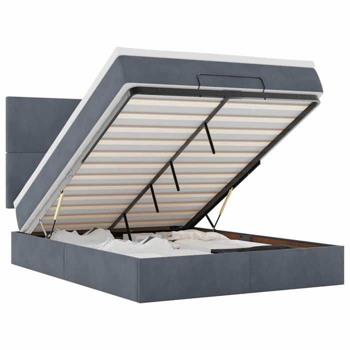 VidaXL Cadre de lit ottoman avec matelas gris foncé 140x200 cm velours, cadre de lit, cadre de lit rembourré, cadre de lit 3314253