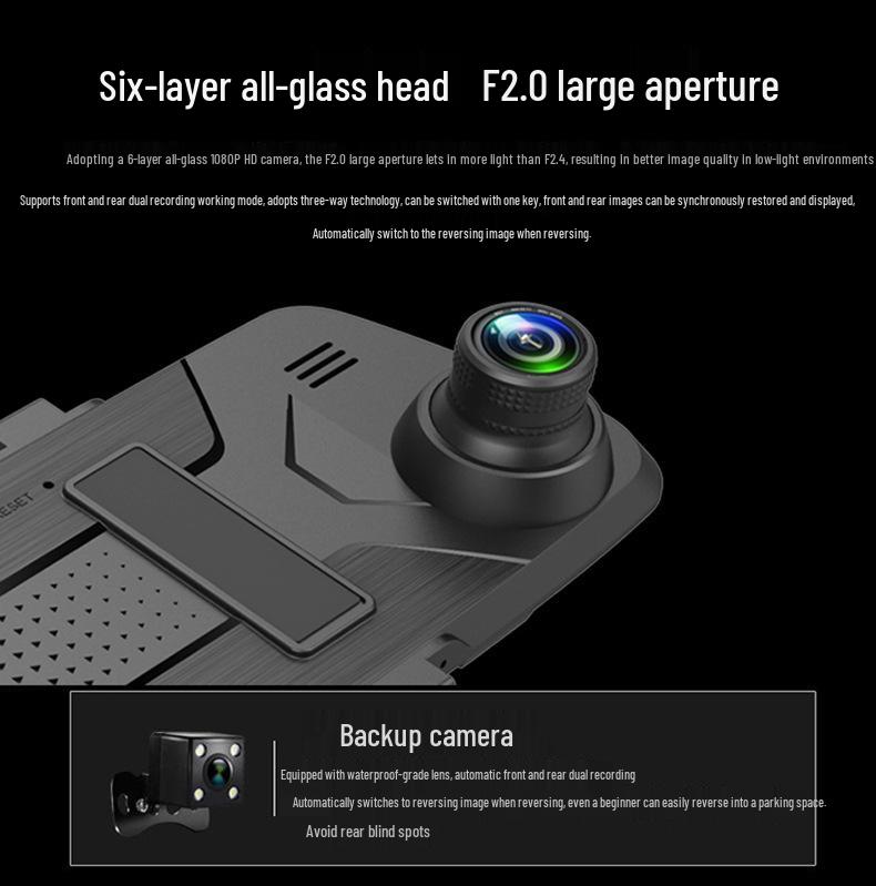 Dual-Objektiv 1080P DVR Dashcam: Aufnahme vorne und hinten, Nachtsicht, HD-Streaming-Rückspiegel