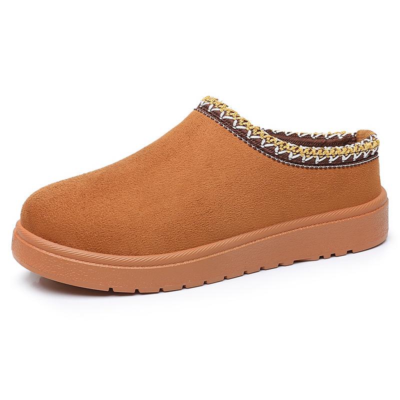 Fashion Winter Women Cotton Shoes 2025 Cashmere Warm Thick Sole Heelless Snow Boots Woman Covered Mop Warm Booties Fur Half Slipper