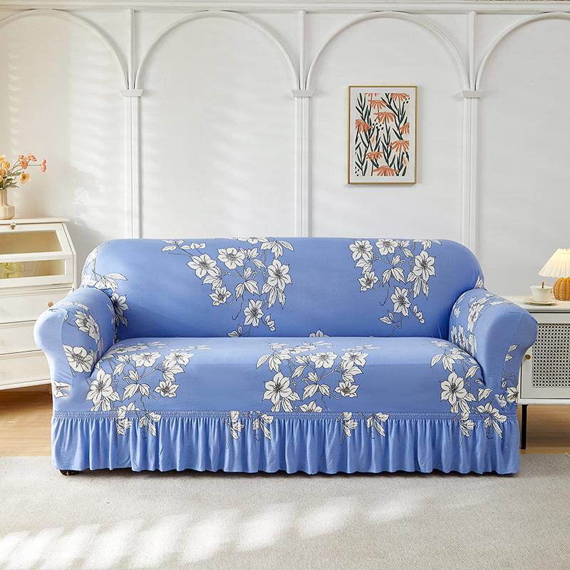 All Inclusive Elastic Sofa Set Skirt Style Dust Proof and Anti Slip All Cover for Three People and One Person Universal Cover with Tassels