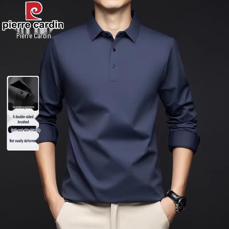Pierre Cardin Men's Seamless Business Casual Long-Sleeve Polo Shirt