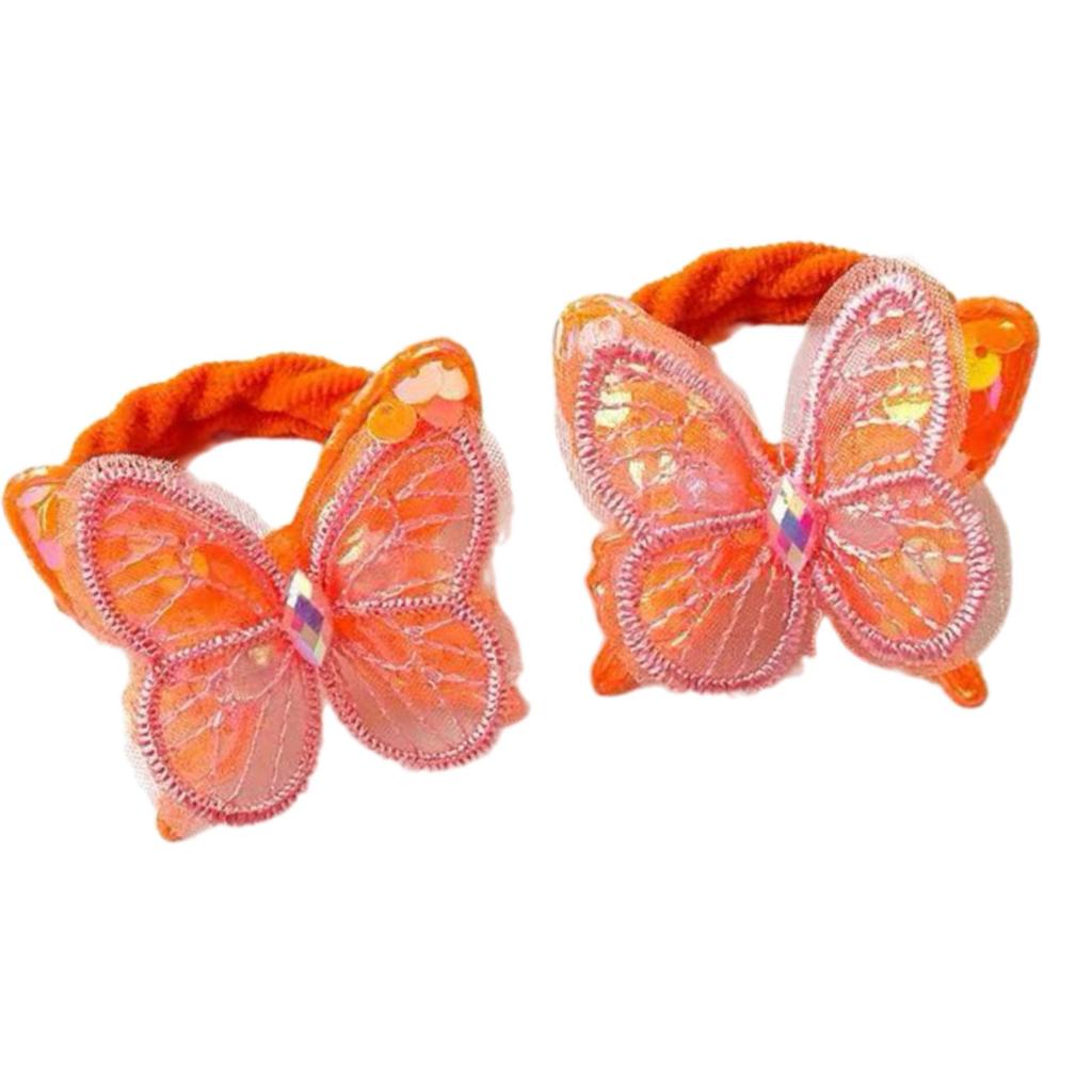 Sparkling Butterfly Hair Bands For Girls Stretchy Elastic Kids Hair Ties Non Slip Glitter Accessories For Toddlers