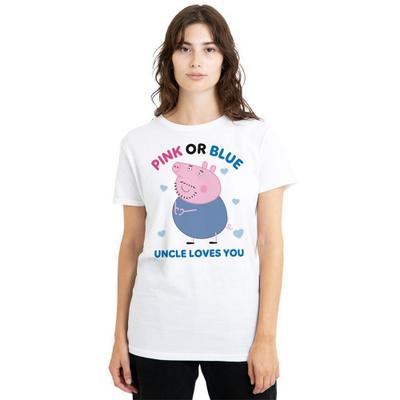 Womens/Ladies Pink Or Blue Uncle Pig Loves You T-Shirt