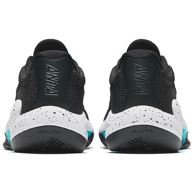 Anta Men KT8 Professional Basketball Shoes Black White Cyan 112431603Q-5