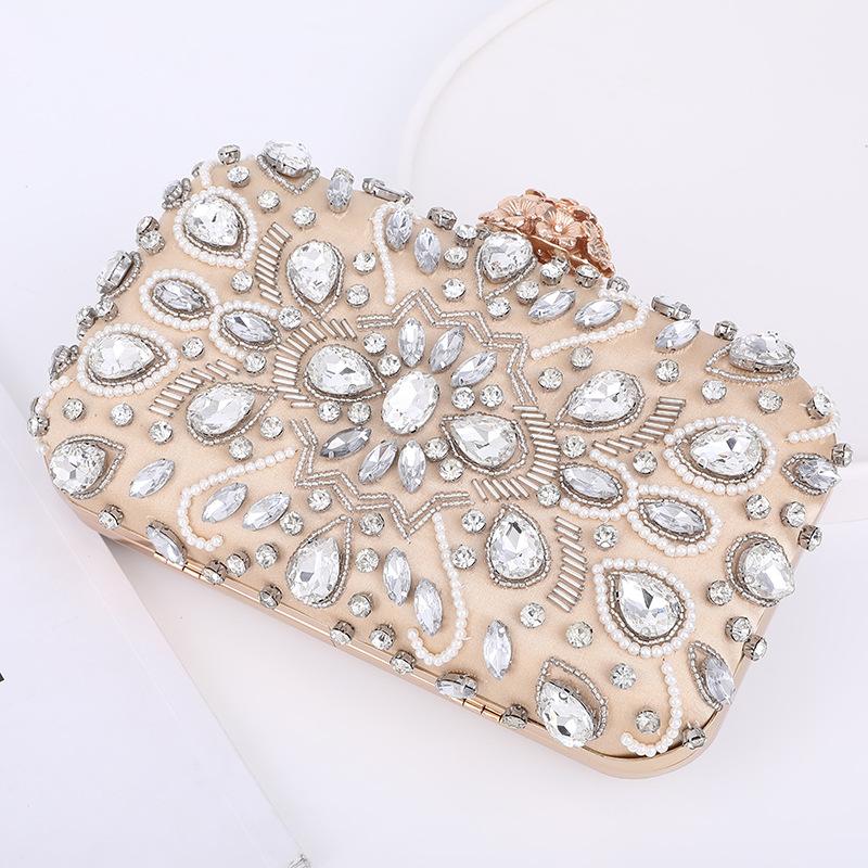 

Знаменитість Діамантова Вечеря Дівчина, Вишивка бісером Стрази Вечірня Вечірка Наречена з Одним Плечем Основна Сумка Пуш