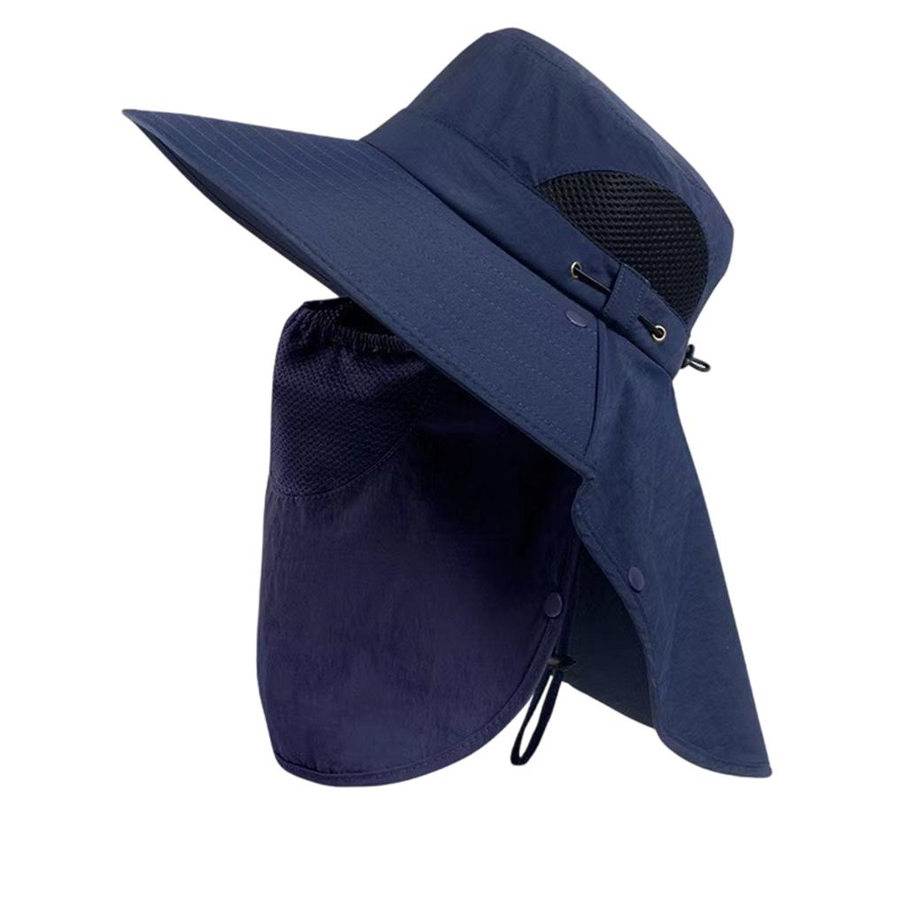 Mens Sun Hat with Neck Flap Wide Brim Outdoor Quick Dry Mesh Panel Fishing Hiking Garden Travel Hat