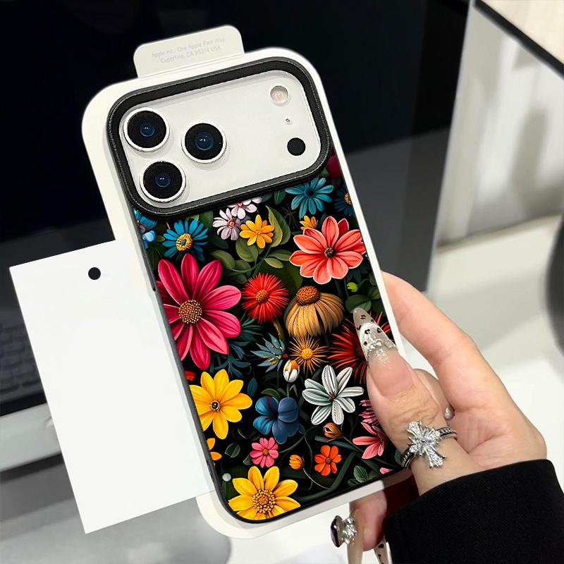 Leather Texture TPU Phone Case For iPhone 17 17e 16e 16 15 Pro Max 14 13 Pro Max 11 Oil Painting Flower Soft Silicone Back Cover