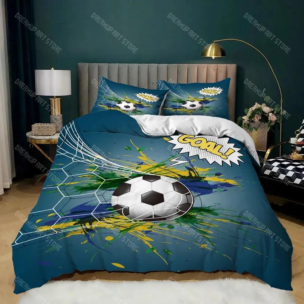 Comforter Bed Linen Room Decor for Boys Gift Twin Queen King Size Cool Football Soccer 3D Bedding Set Duvet Cover Pillowcases