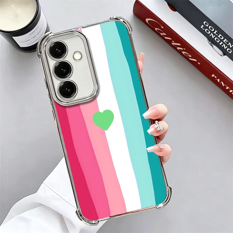 

Rainbow Gradient Love Desgin Plating Phone Case For Samsung A17 A07 A37 A57 A16 A56 A15 A55 A14 A54 A13 A53 A26 A36 A25 A35 A24 Samsung A54