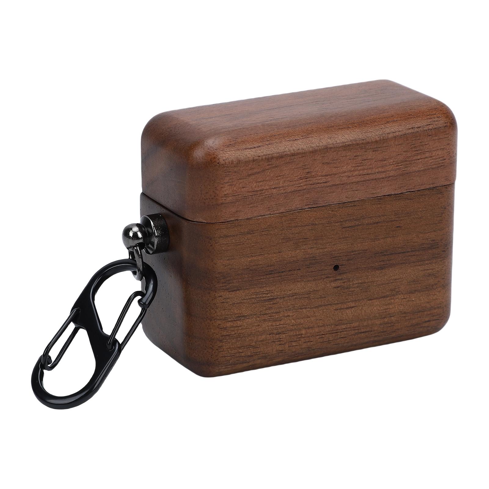 

Protective Cover Fit for Pi8 Wireless Earbuds Charging Case Hand Polished Earphone Case Walnut Wood Cover