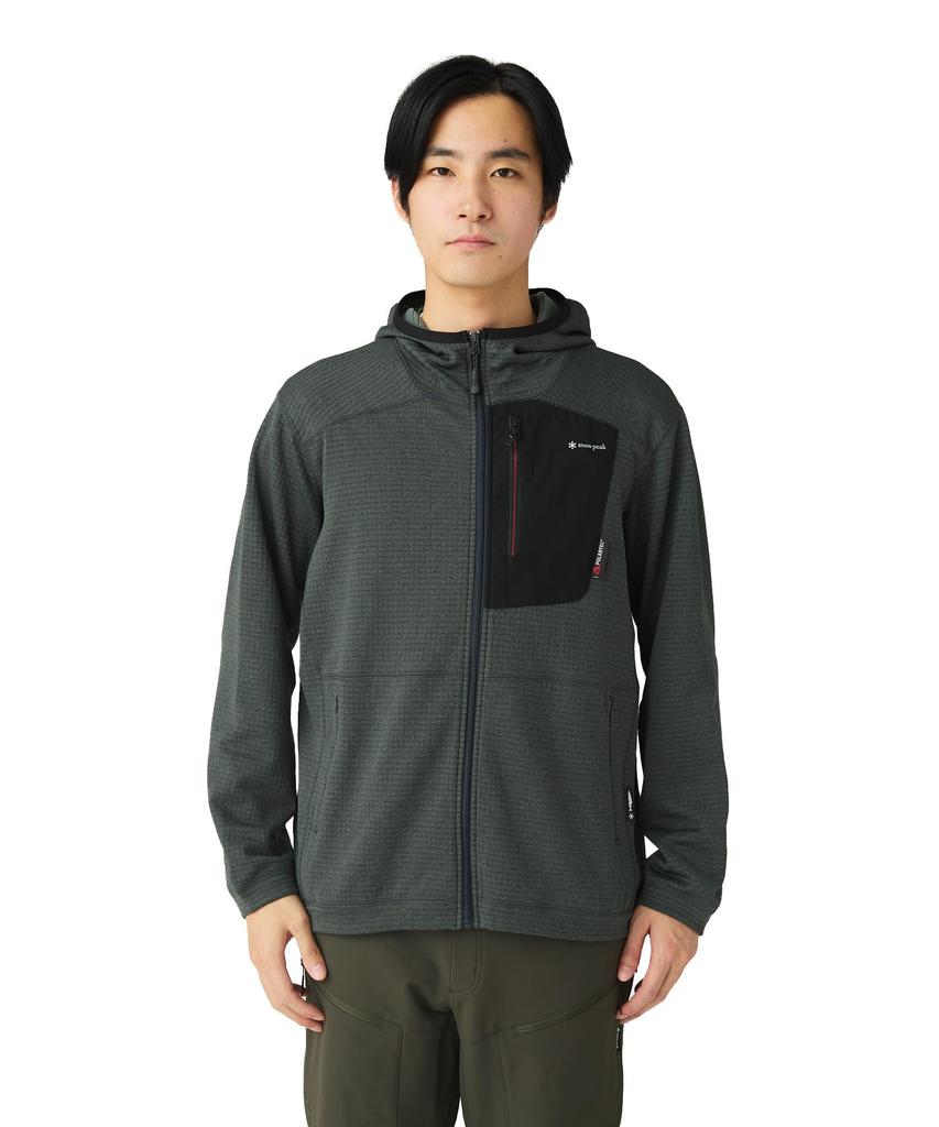 Snow Peak Polartec Power Grid Fleece Hoodie Size M SPF-JK-25AU907, Men's/Women's, Black,