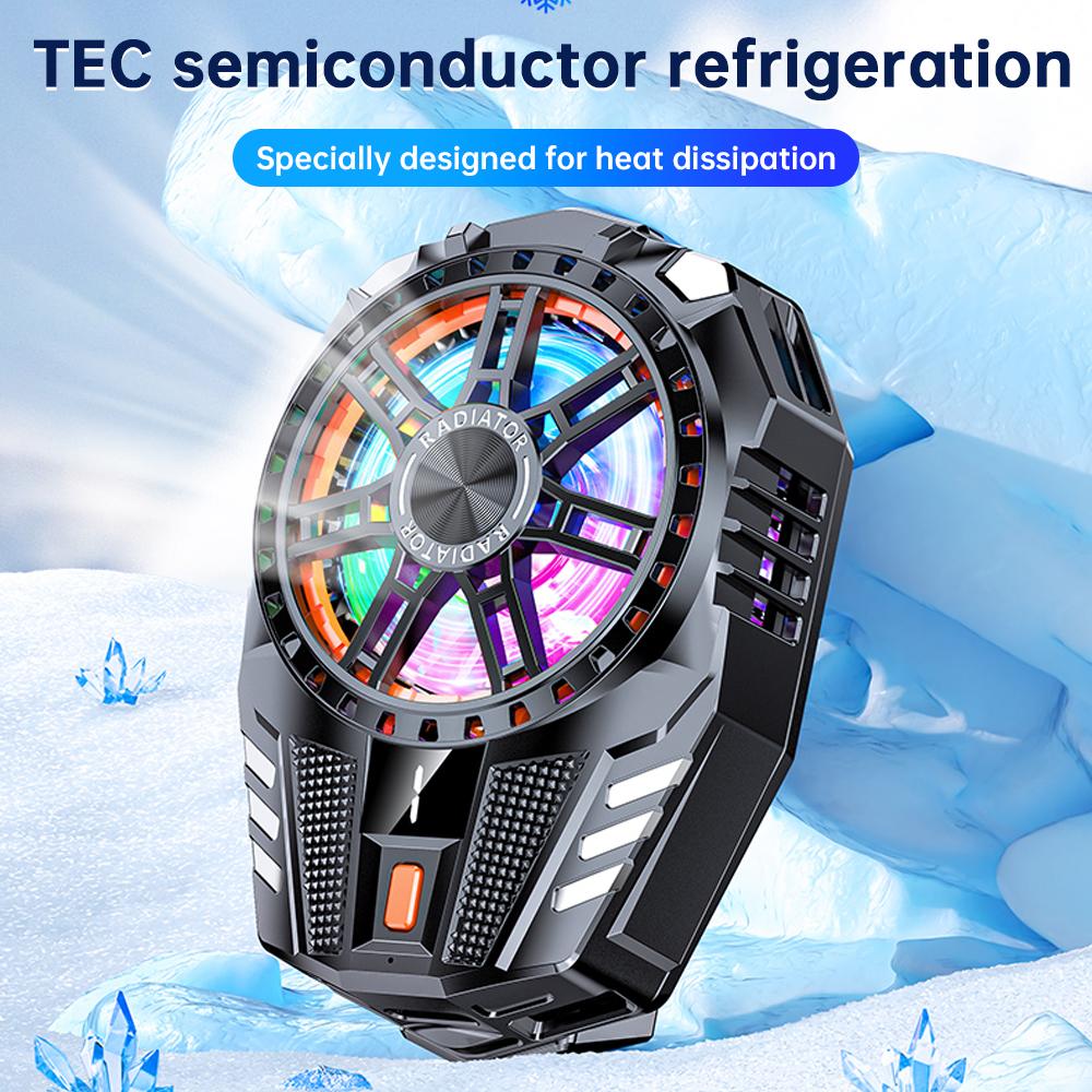 X119RGB Magnetic Back Clip Radiator Live Game Cooling Semiconductor Digital Display Mobile Radiator Cooling Mobile Fan