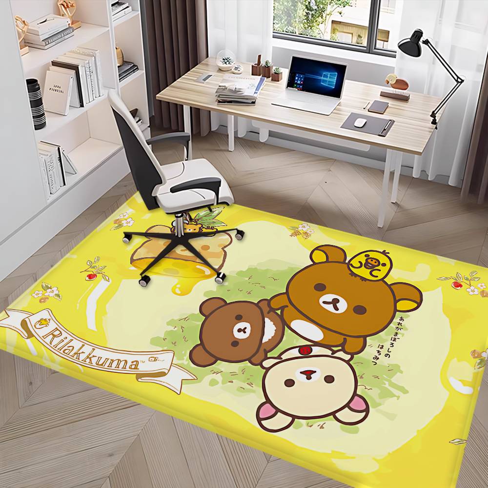 Kawaii Rilakkuma Bear Floor Mat INS Style Soft Bedroom Floor House Laundry Room Mat Anti-skid Household Carpets