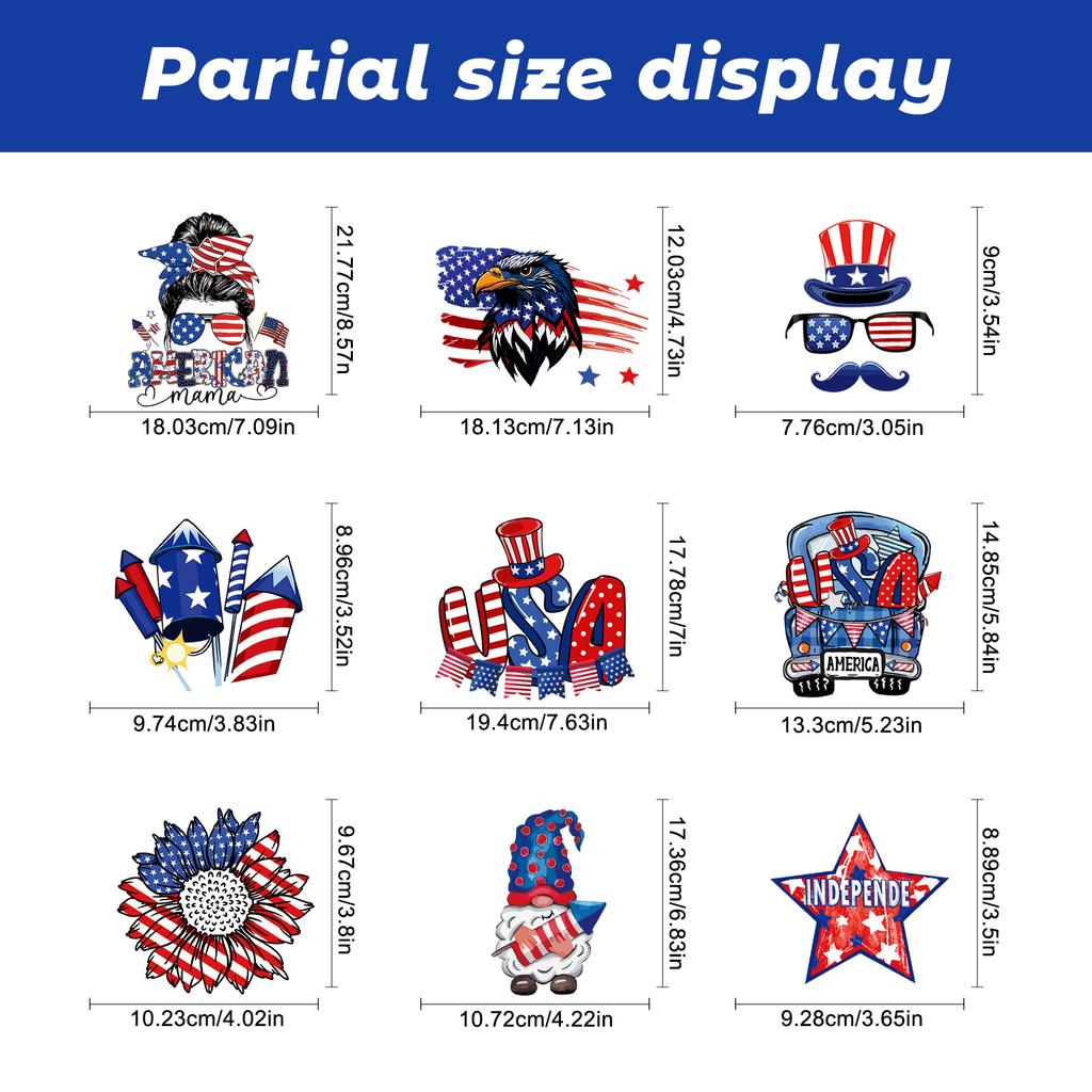 American Independence Day Colorful Flag Electrostatic Sticker Showcase Window Glass Door Decoration Painting