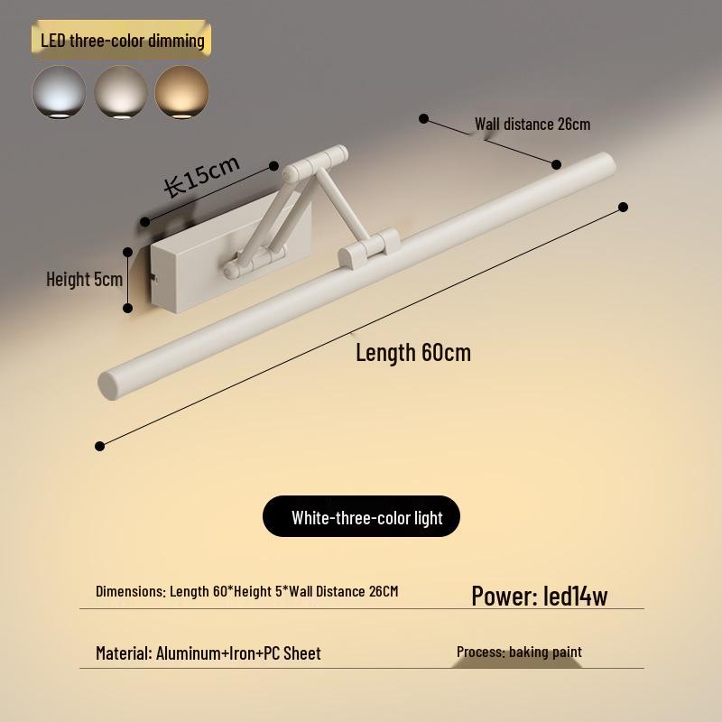 LED Vanity Mirror Light: Drill-Free Installation for Bathroom or Dressing Table Cabinets