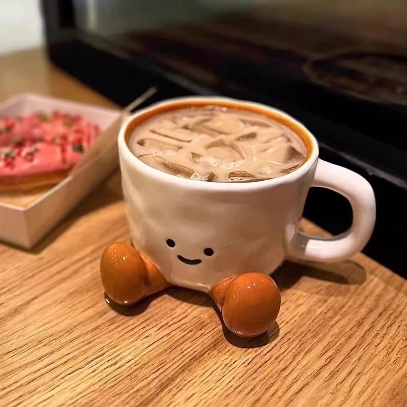 New Cartoon Couple Ceramic Mug Creative Coffee Milk Tea Water Cup Cute Children Breakfast Cup Household Drinkware Couple Gifts