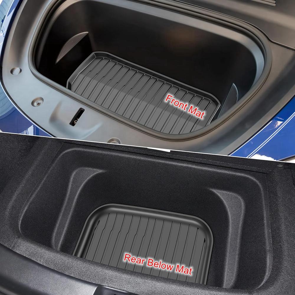 USVOTOV Trunk Mats For Tesla New Model Y Launch 2021-2025 Model 3 Highland Cargo Liner Front Back Sill Guard Anti-Kick Accessory
