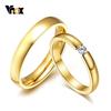 Vnox Simple Gold Color Stainless Steel Engagement Rings for Women Men Elegant Thin Wedding Band Anniversary Gift
