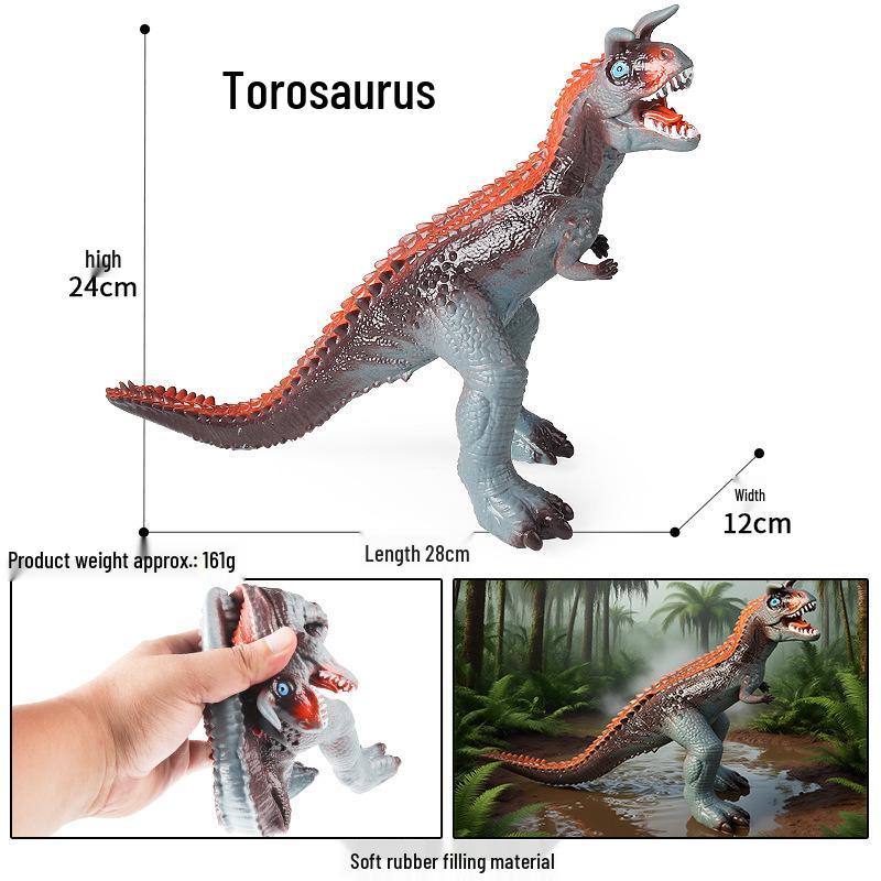 Large Soft Rubber Dinosaur Toys: T-Rex, Velociraptor, Spinosaurus, Triceratops, and Megalodon Model for Children.