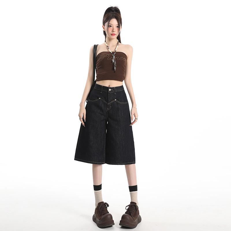 Women s High-Waist Loose Wide-Leg Cropped Jeans - Summer 2025 Slimming Straight Fit Extra Large