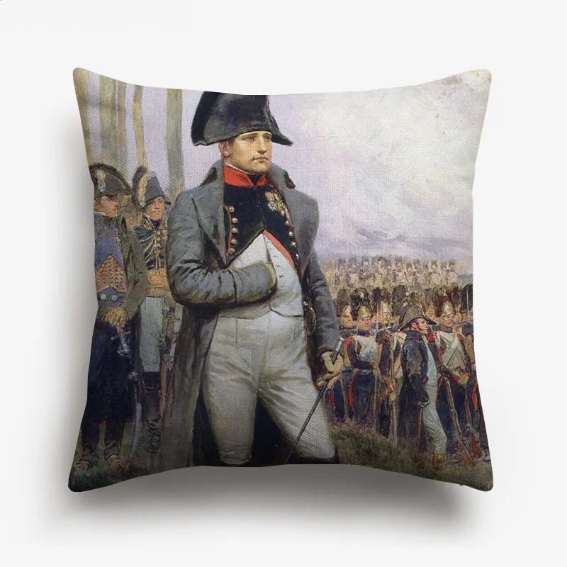 The Emperor Napoleon Cushion Covers European Neoclassicism Retro Vintage Portrait Oil Painting Decorative Pillows For Sofa