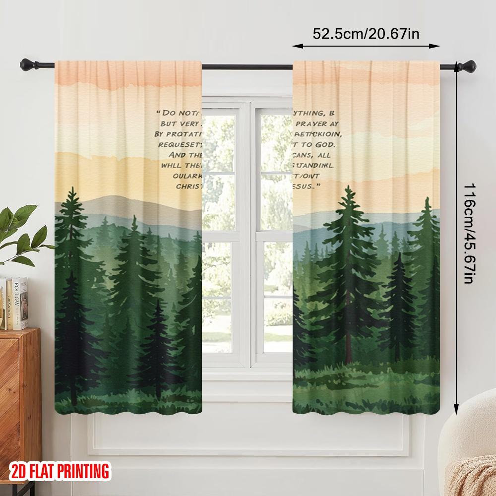 2pcs 2D Flat Printing Drapes Philippians 4 6-7 Peace Greeting Polyester Without Electricity Birthday Party Use for Decorations