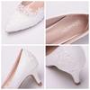 Elegant and Simple Lace Flower Wedding Shoes, White High-heeled Bridal Shoes, Wedding Photos, Shoes, Wedding Shoes