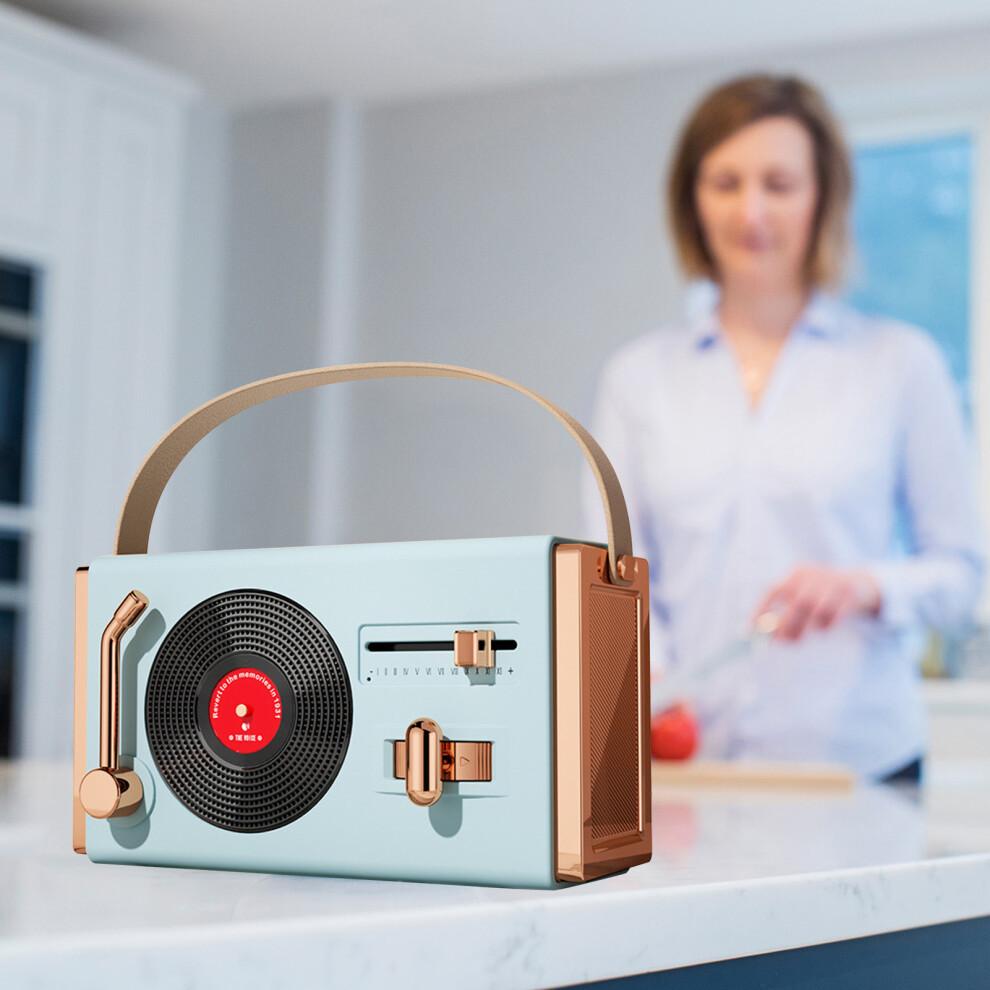 Portable Retro Bluetooth Speaker, High Sound Quality, Blue, Abs