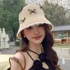New Hollow Bucket Hat Women's Summer Breathable Sunscreen Hat Sweet Bow Sunshade Bucket Hat
