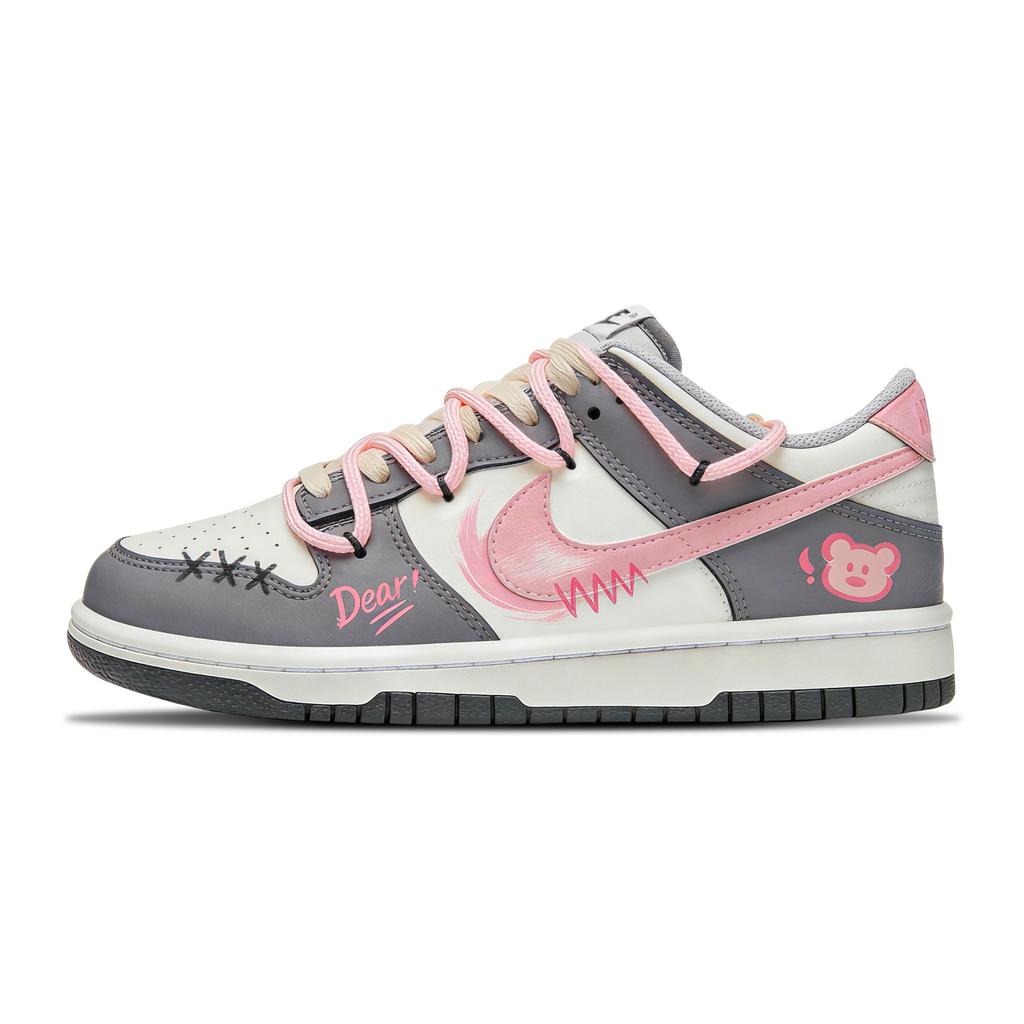 Nike Dunk Bear Low Top Skateboard Shoes Unisex Gray Pink HM9617-001(Team1066-Dunk)