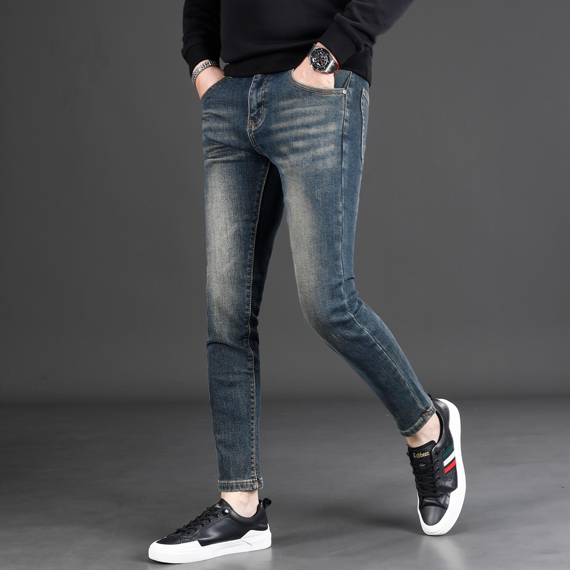JYL Men s Jeans High-End  Crop Spring Summer Slim Fit Height Denim 32 спаржевый