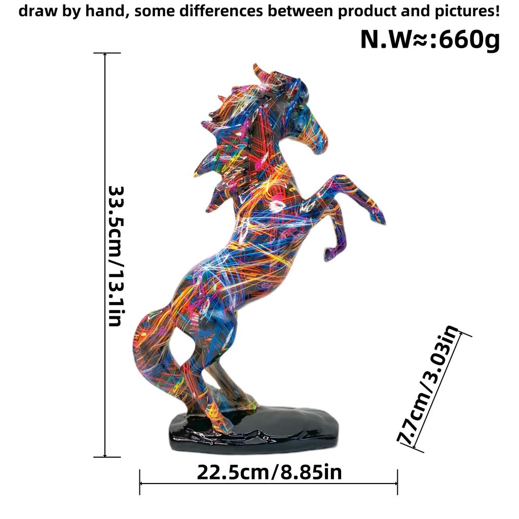 European-style Colorful Graffiti Water Transfer Horse Success Resin Crafts Ornaments Living Room Top Entrance Wine Cabinet Decoration Supplies Home