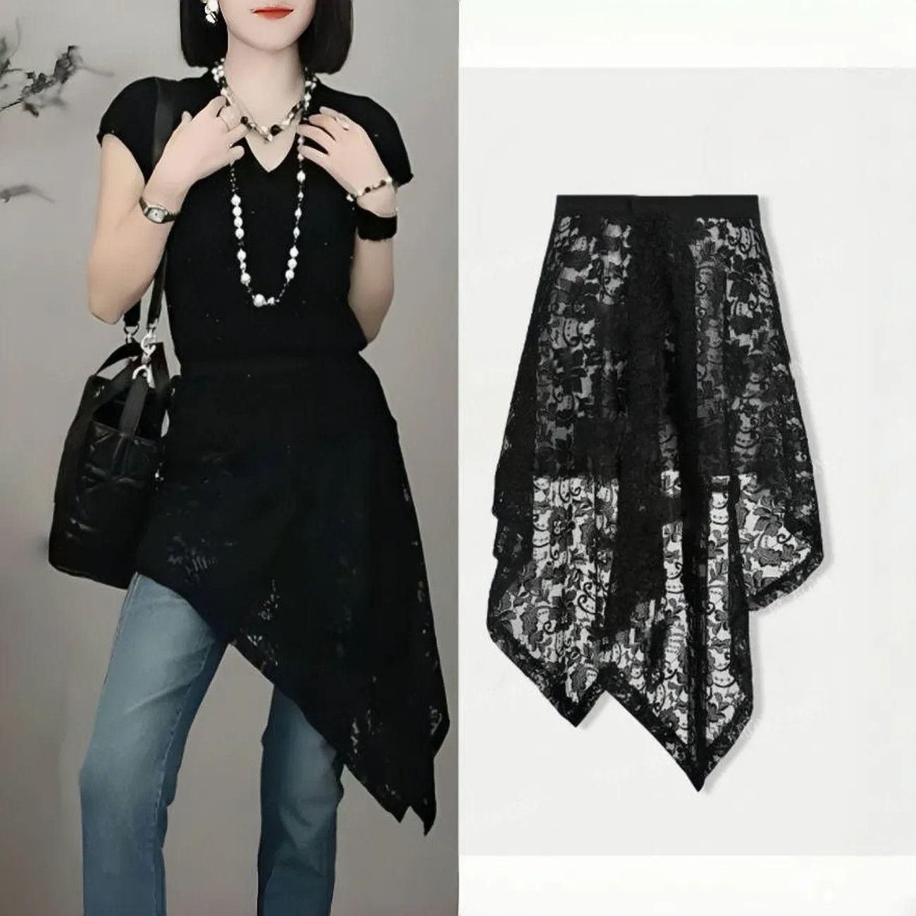 

Шикарная юбка миди с кружевной баской в стиле ретро – 2025 Необычный дизайн Small (For 80-140 kg)