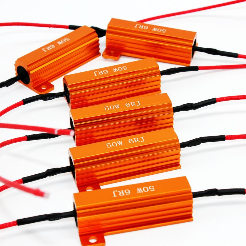 4Pcs 6PC 2PC 50W 6Ohm 6RJ for DC 12V Car Load Resistor Error Canceller LED Decoder Canbus Free Wiring Canceller Decoder Light