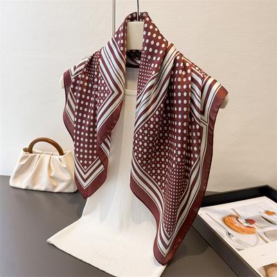 Polka Dot Printed Scarf Women's Spring and Summer Thin Imitation Silk Square Scarf Fashion Versatile Shawl Scarfs Headscarf