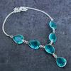 Indicolite Tourmaline Handmade 925 Sterling Silver Jewelry Necklace 18" W7V84