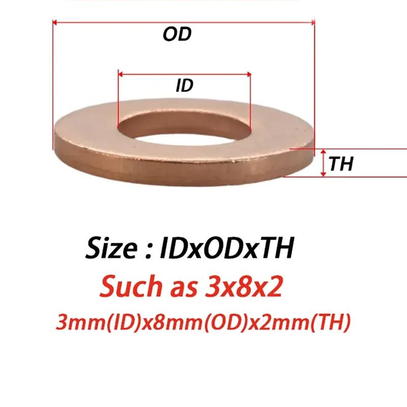 5-10Pcs Pure Copper Gasket Thickness 2mm ID 21/22/23/24/25mm Sealing Gasket Flat Ring Seal Solid Purple Copper Gasket Hardware