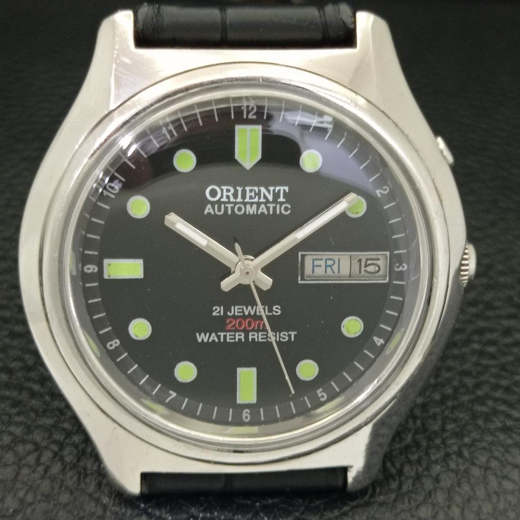 VINTAGE ORIENT AUTOMATIC 46941 JAPAN MENS BLACK COLOR DIAL WATCH a700623-5 R204-a700623