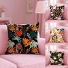 Fresh Floral Pattern Cushion Cover Plush Fabric Soft Double-Sided Printed Invisible Zipper Sofa Pillow Case Home Decor