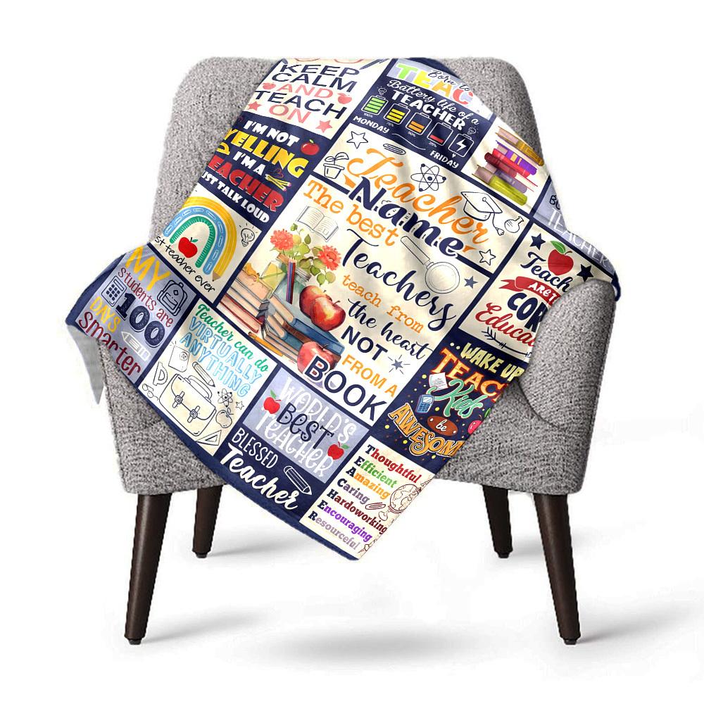 Teacher Life Home Customize Your Name Blankets Comfortable Soft Lightweight Allseason Multipurpose Blanket For Picnic Sofa Office Bed Living Room