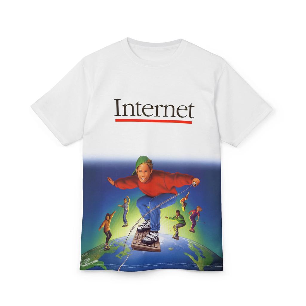 90's Internet Surfing Kid Tee, Vintage Computer Meme Graphic Shirt, Retro