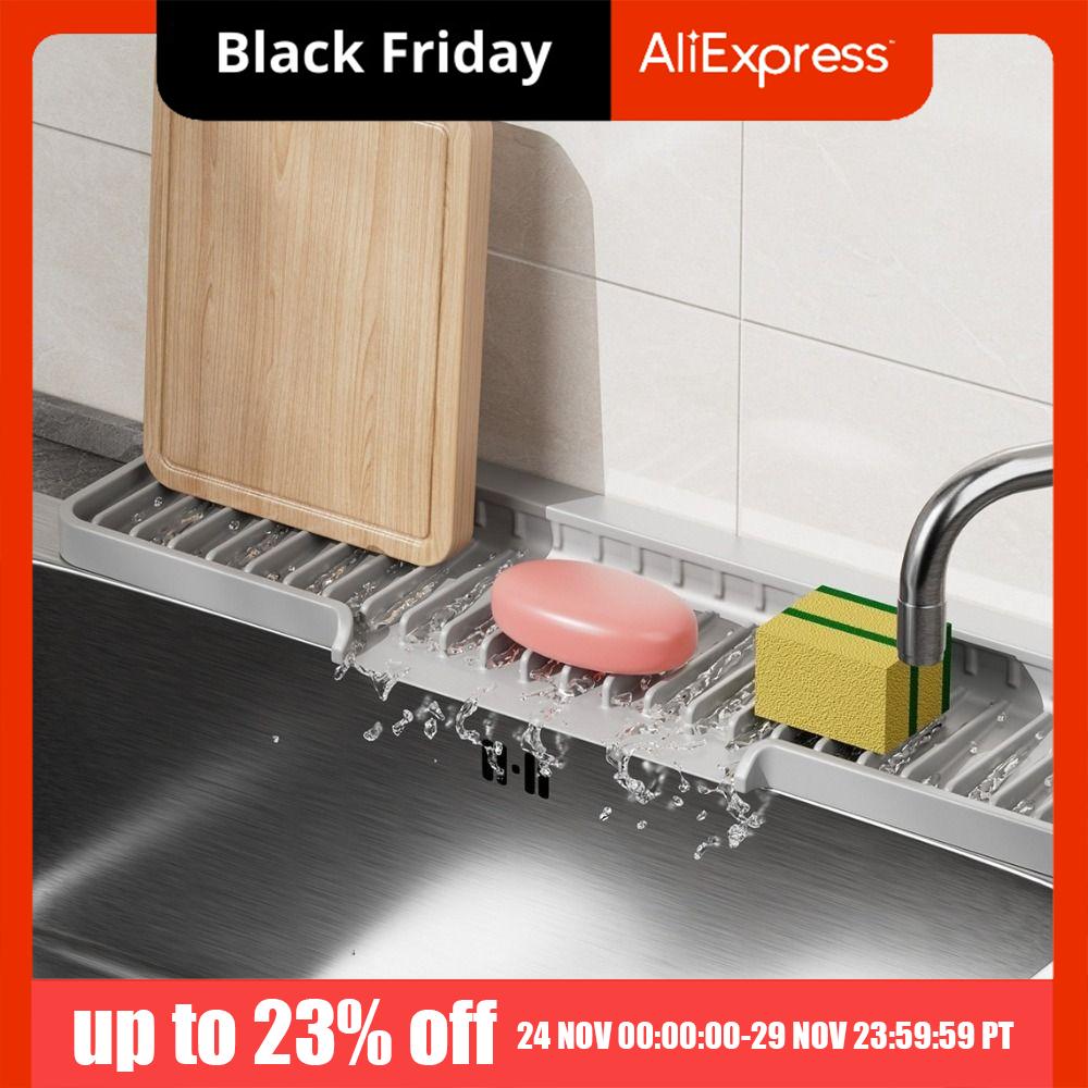Silicone Sink Drain Pad Foldable Anti-slip Faucet Splash Pad Narrow Edge Kitchen Sink Splash Guard Countertop Drain