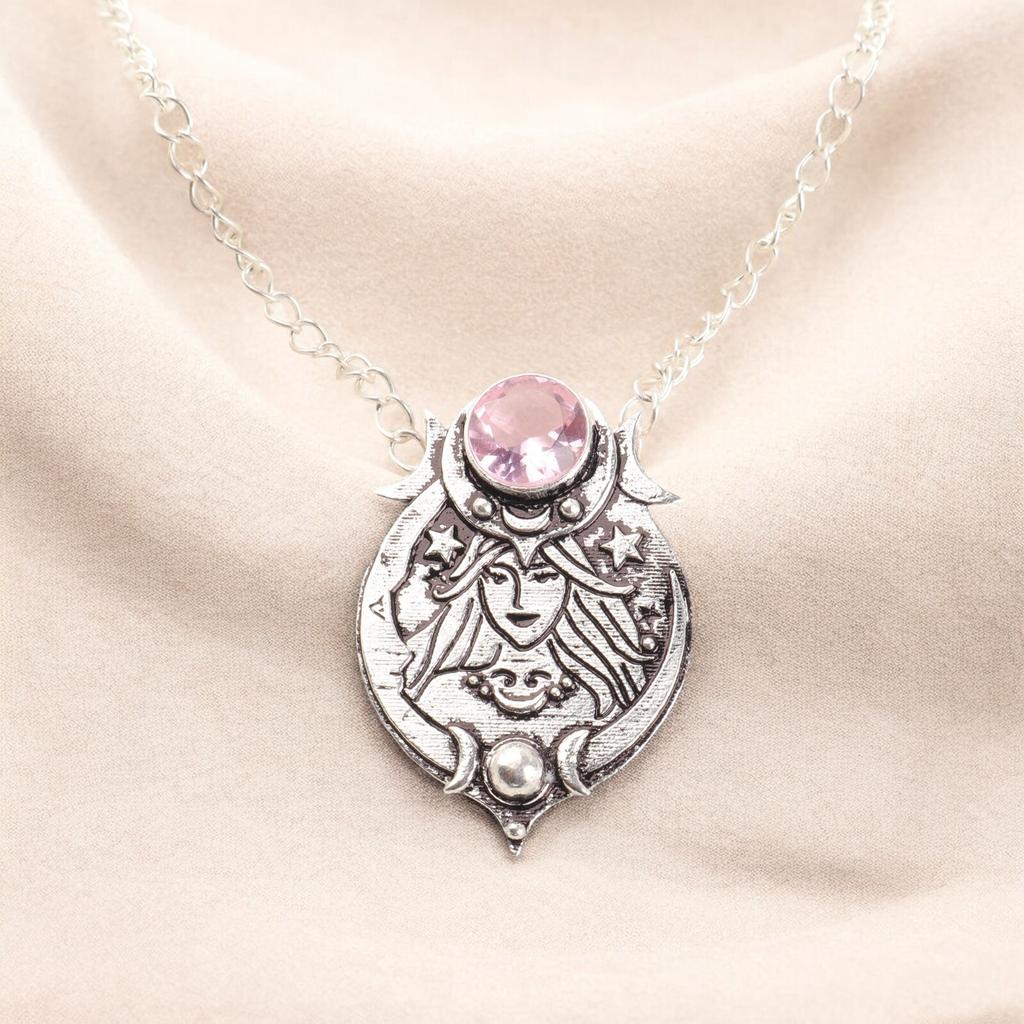 Vintage Pink Morganite 925 Sterling Silver Handcrafted Unique Jewelry Pendant CP-22-10